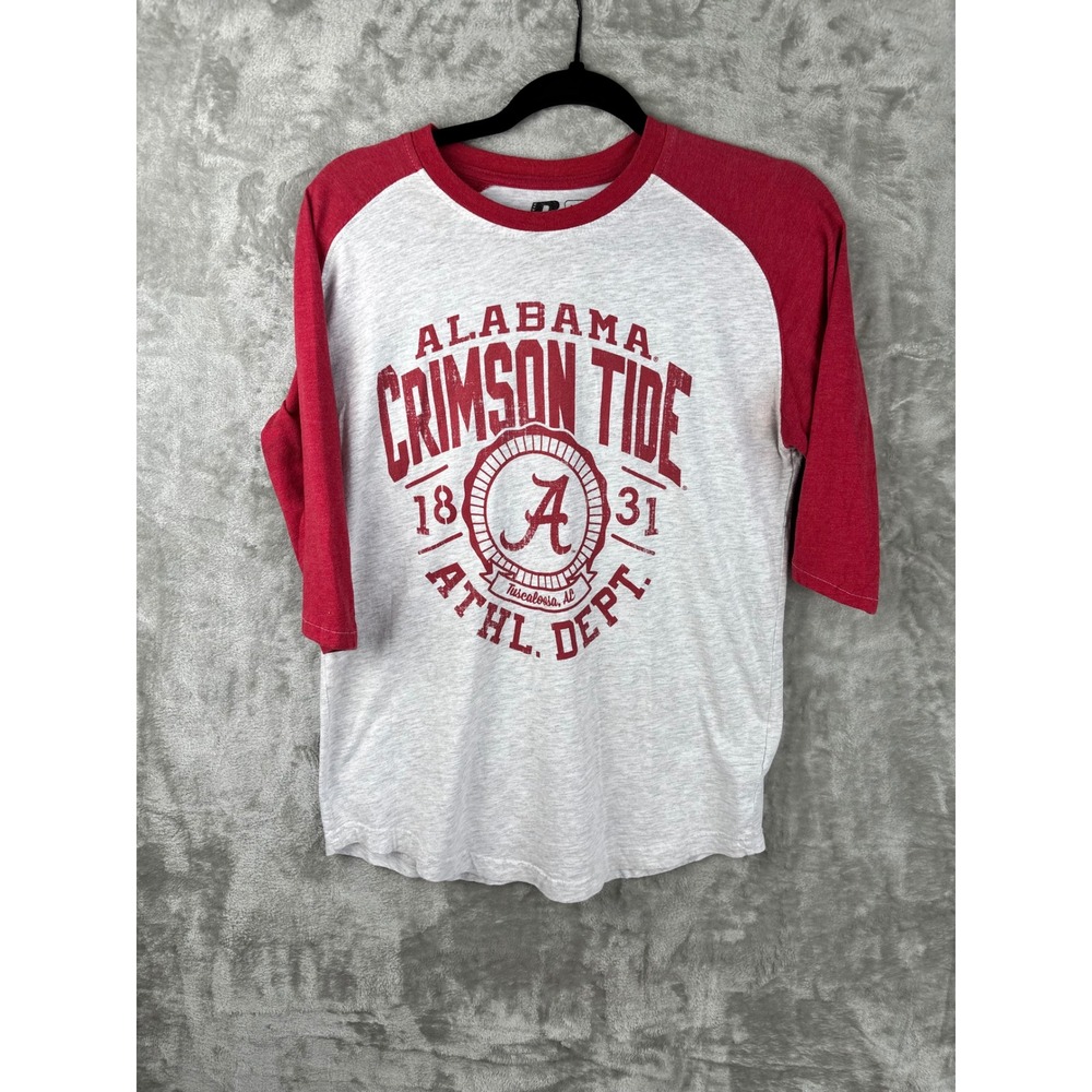 Alabama Crimson Tide‎ Raglan Tee Mens Medium Russell Athletic NCAA College Sport - Picture 2 of 8